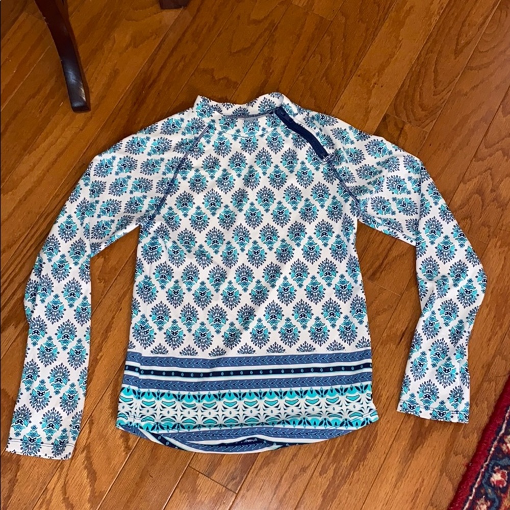 Cabana Life blue print rash guard sz 14